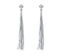 Dangle Tassel Drop Earrings Sterling Silver Long Linear Earrings For Women Girls (Elegant)