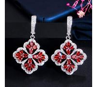 Dangling Snow Flower Blue Cubic Zircon Long Drop Earrings for Women Accessories