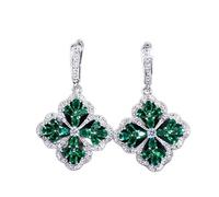 Dangling Snow Flower Blue Cubic Zircon Long Drop Earrings for Women Accessories