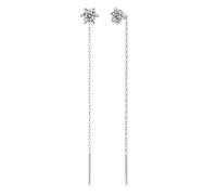 Dangling Stud Earrings For Women, Moissanite Stud with Chain Tassel Pendant Earrings9K White Gold