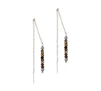Dangling Tiger Eye stone earrings for women Sloya Lumia Marron 11,5 cm x 3 mm