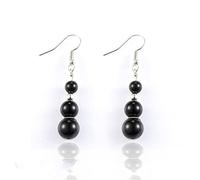 Dangly Earrings, Natural Obsidian Round Reiki Chakra Stone Silver Hypoallergenic Ear Hook Hand Beaded Dangling Eardrop Earrings Dangly Jewelry For Women Girls Marry Mother'S Day Gifts