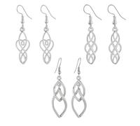 Dangly Earrings, Silver Celtic Knot Twist Drop Earrings for Women, 3 Pairs