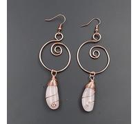 Dangly Earrings, Vintage Rose Golden Ear Hook Spiral Natural Irregular Pink Crystal Stone Winding Twine Boho Hypoallergenic Personality Drop Earrings Dangly Jewelry For Women Girls Marry Party Gift