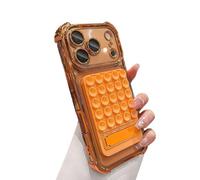 Danglyld Suction Cup Case for iPhone 16 Pro Max with Stand Hands Free Strong Grip Mirror Shower Phone Holder Clear Kickstand Shockproof Protective Phone Case Selfies and Videos for Influencers-Orange