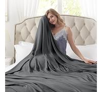 DANGTOP Cooling Blankets, 100% Rayon Derived from Bamboo, Absorbs Body Heat to Keep Cool on Warm Night, Ultra-Cool Lightweight Blanket(79x91 inches, Dark Grey)