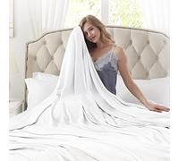DANGTOP Cooling Blankets, 100% Rayon Derived from Bamboo, Cooling Blankets Absorbs Body Heat to Keep Cool on Warm Night, Ultra-Cool Lightweight Blanket(90x90 inches, White)