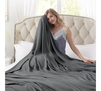 DANGTOP Cooling Blankets for Hot Sleepers, 100% Rayon Lightweight Breathable Summer Blanket Absorbs Body Heat to Keep Cool on Warm Night(79x91 inches, Dark Grey)