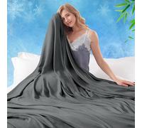 DANGTOP Cooling Blankets for Hot Sleepers, 100% Rayon Lightweight Breathable Summer Blanket Absorbs Body Heat to Keep Cool on Warm Night(79x91 inches, Dark Grey)