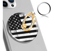 DANHRO Magnetic Phone Ring Holder Compatible with MagSafe, Cute Phone Grip Stand with 360° Rotation Gold Glitter Finger Ring Kickstand Accessories for Most Phones Black White American Flag