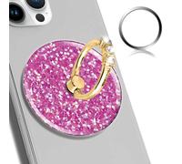 DANHRO Magnetic Phone Ring Holder Compatible with MagSafe, Cute Phone Grip Stand with 360° Rotation Gold Glitter Finger Ring Kickstand Accessories for Most Phones Glitter Purple Pattern