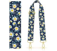 DANHRO Purse Strap Replacement Belt Crossbody 1.5" Wide Golden Buckle Cute Shoulder Strap Durable Adjustable Guitar Straps for Canvas Bag Handbag, Purple Cute Flowers, 1.5 inches wide