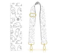 DANHRO Purse Strap Replacement Belt Crossbody 1.5" Wide Golden Buckle Cute Shoulder Strap Durable Adjustable Guitar Straps for Canvas Bag Handbag Funny Cats II