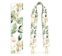 DANHRO Purse Strap Replacement Belt Crossbody 1.5" Wide Golden Buckle Cute Shoulder Strap Durable Adjustable Guitar Straps for Canvas Bag Handbag Boho Green Leaf