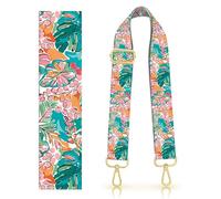 DANHRO Purse Strap Replacement Belt Crossbody 1.5" Wide Golden Buckle Cute Shoulder Strap Durable Adjustable Guitar Straps for Canvas Bag Handbag Boho Colorful Leaf