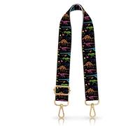 DANHRO Wide Purse Strap Replacement Crossbody Handbag Shoulder Strap Adjustable Bag Straps Replacement, Luxury Dinosaurs [Gold Buckle], 59"x1.5"x0.07"