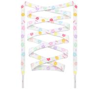 DANHUA Colored Printed Flat Shoelaces: 2 Pair Patterned Shoe Laces for Sneakers, 03 Colorful Flowers, 47Inch (120CM)