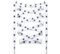 DANHUA Colored Printed Flat Shoelaces: Patterned Shoe Laces for Sneakers, 13 White Black Star, 47 Inch (120cm)