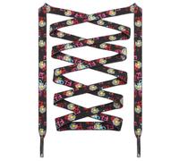 DANHUA Colored Printed Flat Shoelaces: Patterned Shoe Laces for Sneakers, 18 Black Colorful Flowers, 39 Inch (100cm)