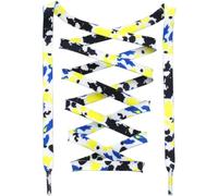 DANHUA Flat Colorful Shoelaces for Sneakers Art Printed Pattern String 2 Pair, 34 Black Blue Yellow White, 43Inch (110CM)