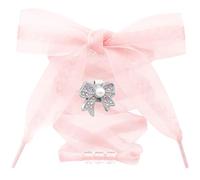 DANHUA Sheer Organza Shoe Laces: 1 Pair 2.5CM Wide Snow Yarn Shoelaces with Charms, 03 Light Pink, 47Inch (120CM)