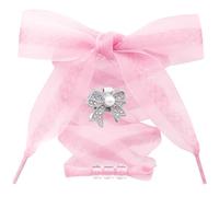 DANHUA Sheer Organza Shoe Laces: 1 Pair 2.5CM Wide Snow Yarn Shoelaces with Charms, 04 Pink, 47Inch (120CM)