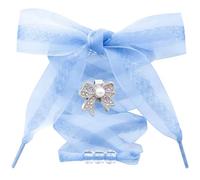 DANHUA Sheer Organza Shoe Laces: 1 Pair 2.5CM Wide Snow Yarn Shoelaces with Charms, 05 Blue, 47Inch (120CM)