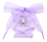 DANHUA Sheer Organza Shoe Laces: 1 Pair 2.5CM Wide Snow Yarn Shoelaces with Charms, 06 Light Purple, 47Inch (120CM)