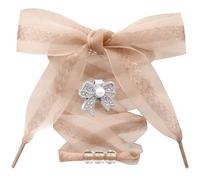 DANHUA Sheer Organza Shoe Laces: 1 Pair 2.5CM Wide Snow Yarn Shoelaces with Charms, 08 Apricot, 47Inch (120CM)