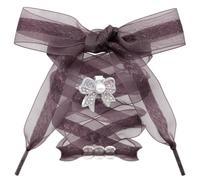 DANHUA Sheer Organza Shoe Laces: 1 Pair 2.5CM Wide Snow Yarn Shoelaces with Charms, 09 Bean Sand Brown, 47Inch (120CM)