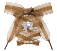 DANHUA Sheer Organza Shoe Laces: 1 Pair 2.5CM Wide Snow Yarn Shoelaces with Charms, 10 Light Brown, 47Inch (120CM)