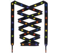 DANHUA Thin Flat Leopard Print Shoelaces Camouflage Shoe Laces Shoestring 2 Pair, 13 Black Stars, 45Inch (115CM)