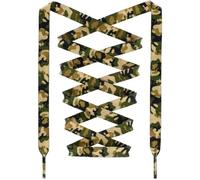 DANHUA Thin Flat Leopard Print Shoelaces Camouflage Shoe Laces Shoestring 2 Pair, 17 Army Green Camouflage, 55Inch (140CM)