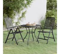 dania large round metal mesh 3 piece dining set in anthracite