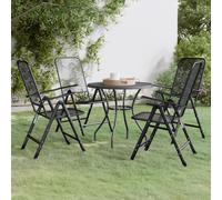 dania large round metal mesh 5 piece dining set in anthracite