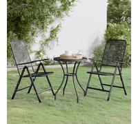 dania small round metal mesh 3 piece dining set in anthracite