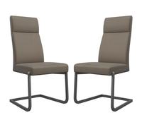 dania taupe faux leather dining chairs with grey legs in pair