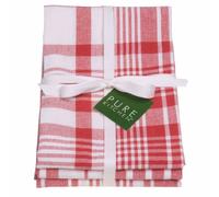 Danica 84-5038 Jumbo Red "Pure Kitchen" Set of 3 Tea towels 60x90cm mixed stripes/checks