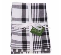 Danica 84-5039 Jumbo Black "Pure Kitchen" Set of 3 Tea towels 60x90cm mixed stripes/checks