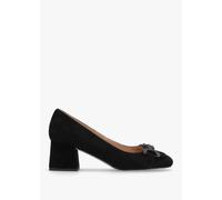DANIEL Athena Black Suede Crystal Bit Block Heel Court Shoes Size: 37,