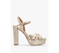 DANIEL Avery Gold Platform Heeled Sandals Size: 35, Colour: Gold Leath