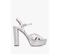 DANIEL Avery Silver Leather Platform Heeled Sandals Size: 41, Colour: