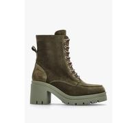 DANIEL Bella Green Suede Block Heel Ankle Boots Size: 37, Colour: Green Suede