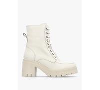 DANIEL Bella White Leather Block Heel Ankle Boots Colour: White Leather, Size: 40