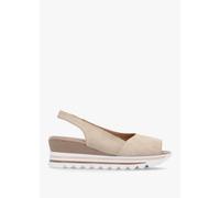 DANIEL Canna Beige Suede Peep Toe Wedge Sandals Size: 39, Colour: Beig