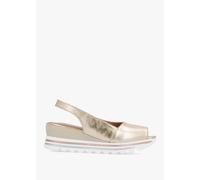 DANIEL Canna Gold Leather Peep Toe Wedge Sandals Size: 39, Colour: Gol