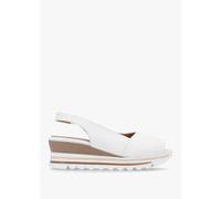 DANIEL Canna White Leather Peep Toe Wedge Sandals Size: 35, Colour: Wh