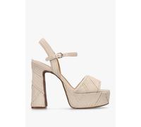 DANIEL Capri Cream Leather Stitch Detail Platform Heeled Sandals Size: