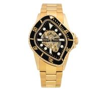 DANIEL&DOUGLAS BROKEN MARINE WATCH DD8811 Automatic Hand Winding Mechanical Skeleton Men's Watch, gold black, Bracelet Type