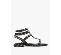 DANIEL Eternal Black Leather Studded Gladiator Sandals Size: 38, Colou